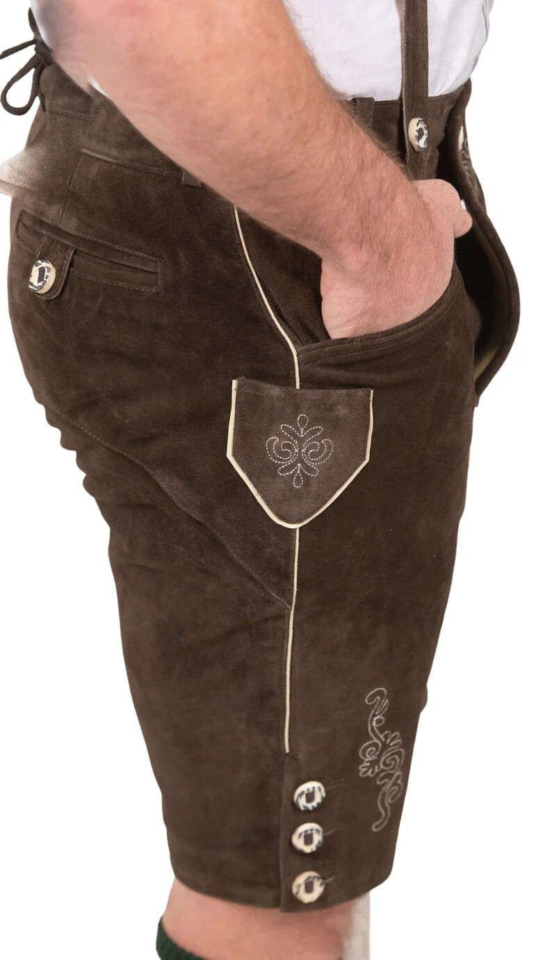 Men’s Bavarian Tratchen Lederhosen Pant German Oktoberfest Suede Leather Pants