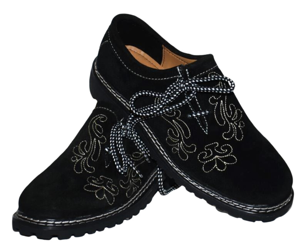Black LEATHER Shoes German 9 10 11 12 13 Lederhosen Bundhosen Oktoberfest Men