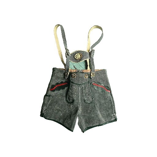 VTG Lederhosen Shorts Gray Leather Oktoberfest Suspenders German Kids