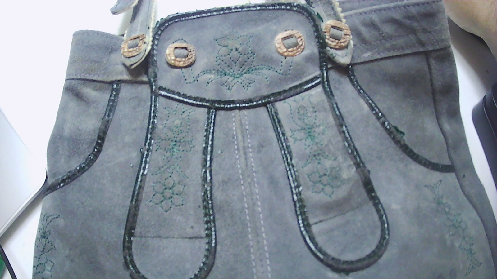Lederhosen Vintage German Octoberfest Suede Leather Overall Button Shorts 65cm