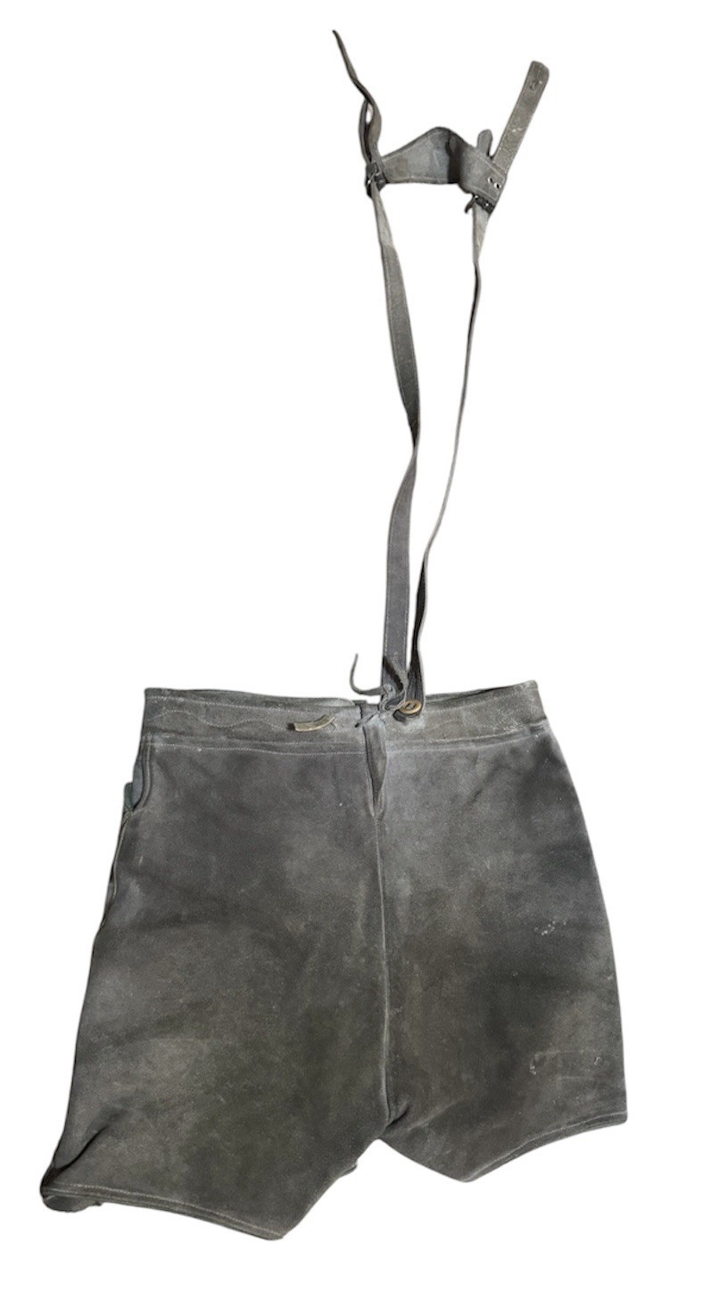 VTG Lederhosen Made Western Germany Suede Leather Shorts Suspenders Oktoberfest
