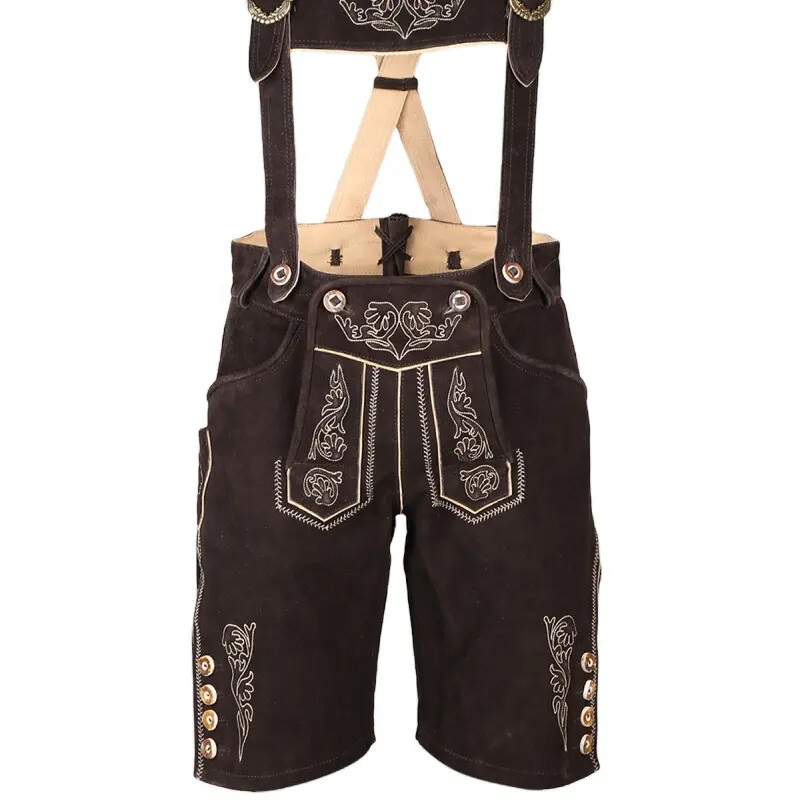 Men’s Bavarian Tratchen Lederhosen Pant German Oktoberfest Suede Leather Pants