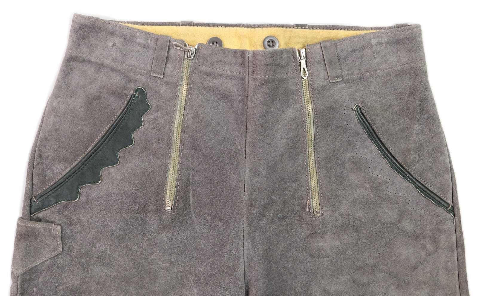 Bergfreund US Men’s 44 US 30 Gray Suede Leather Lederhosen Bavarian Shorts