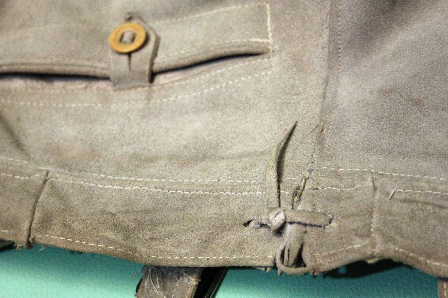 Traditional rough leather trousers short rustic approx 44 (w30) grey alpine festival