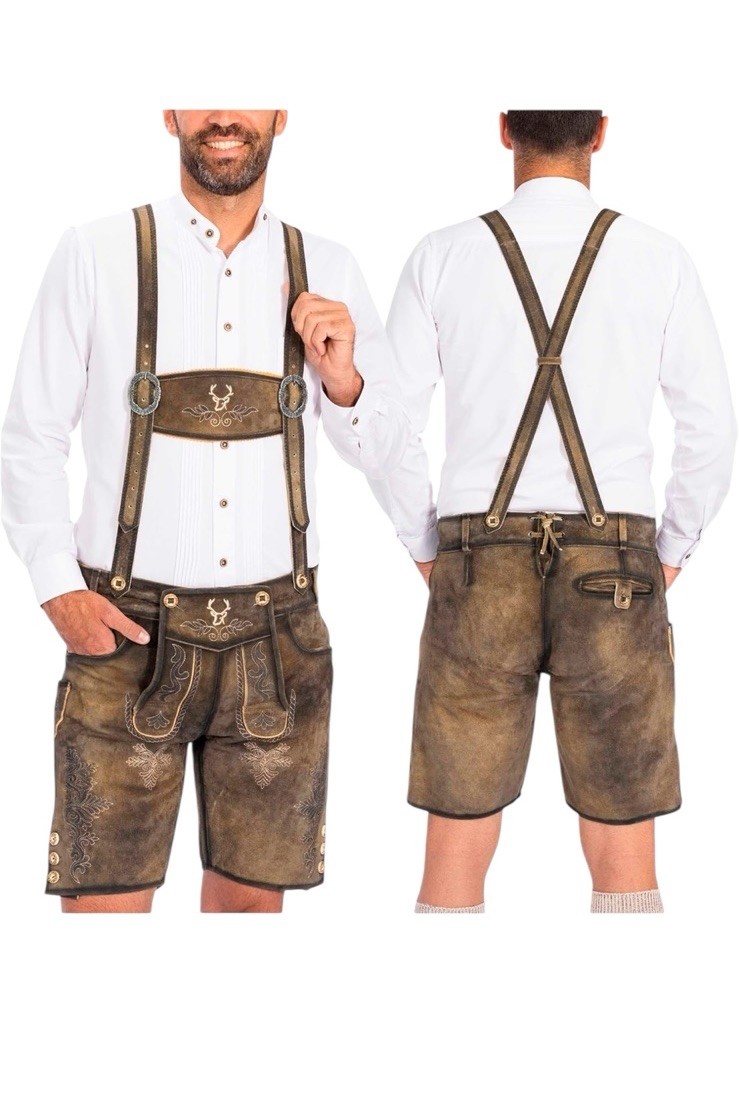 Van Linnen Bavarian Oktoberfest Lederhosen Shorts Tracht #OKTOBERFEST Waist 42