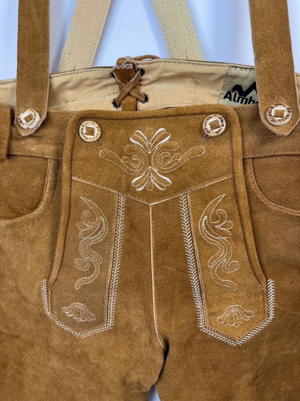 Almbock Genuine Leather Suede Lederhosen Bavarian Oktoberfest Trachten Men 48