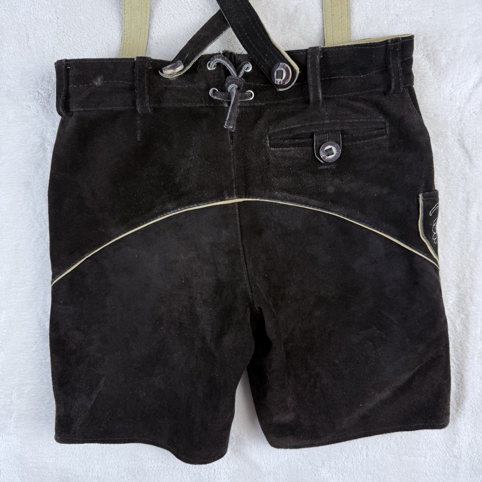 Leather Lederhosen Brown Oktoberfest Shorts Men German Bavarian Pants 46