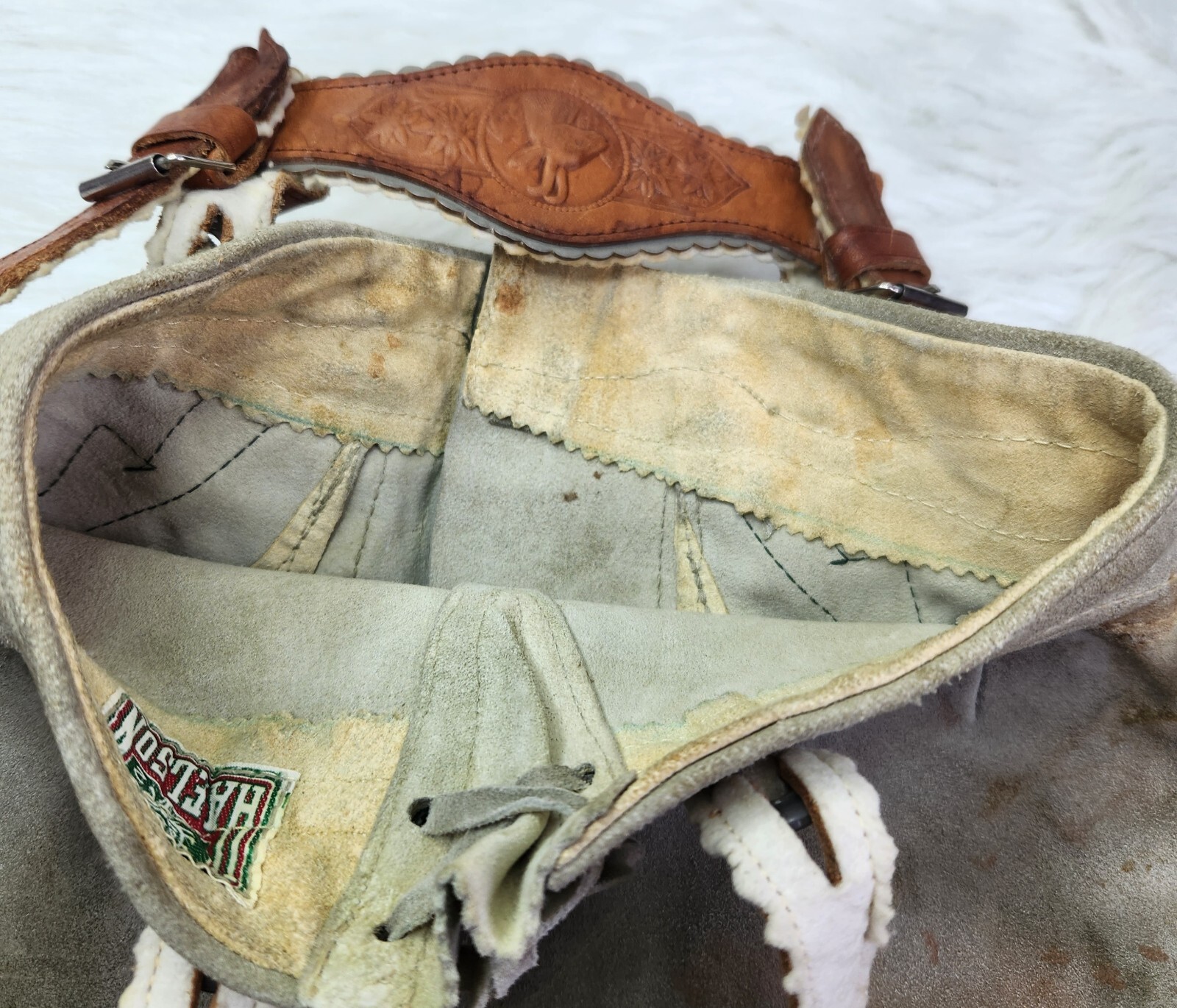 VTG German Lederhosen Child Shorts Suspender authentic Suede Leather Oktoberfest