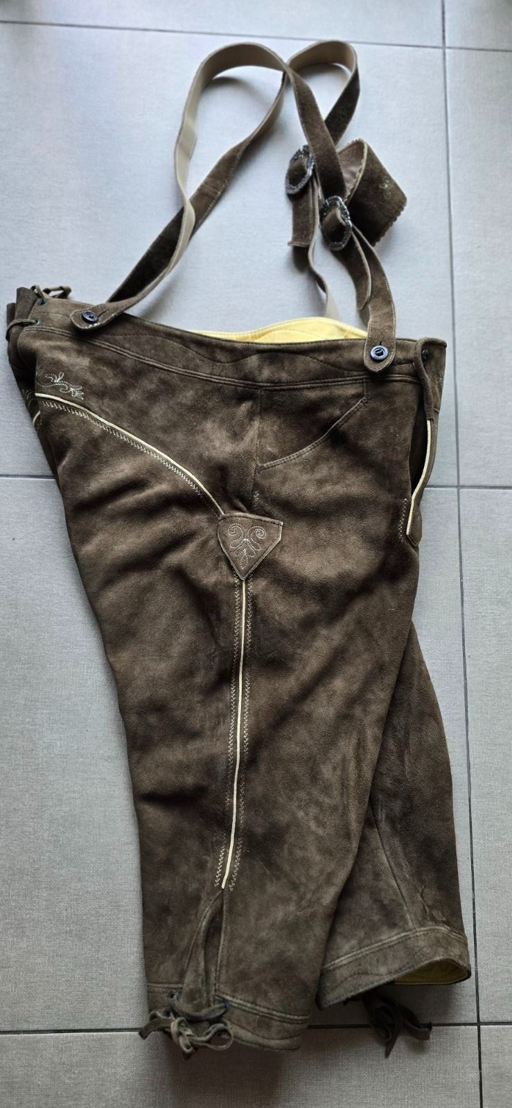 VTG Karl Klüber Trachten Lederhosen Leather Pants Men Oktoberfest Suspenders-2XL