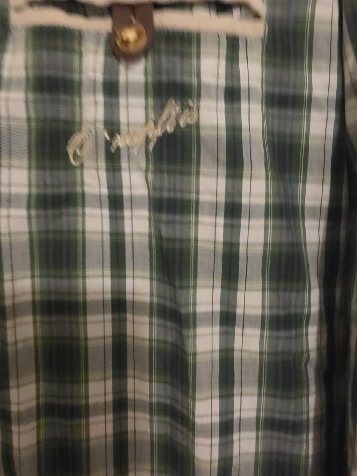 OS Trachten Alpenjäger Bavarian Shirt Green Plaid Mountain Patches Oktoberfest M