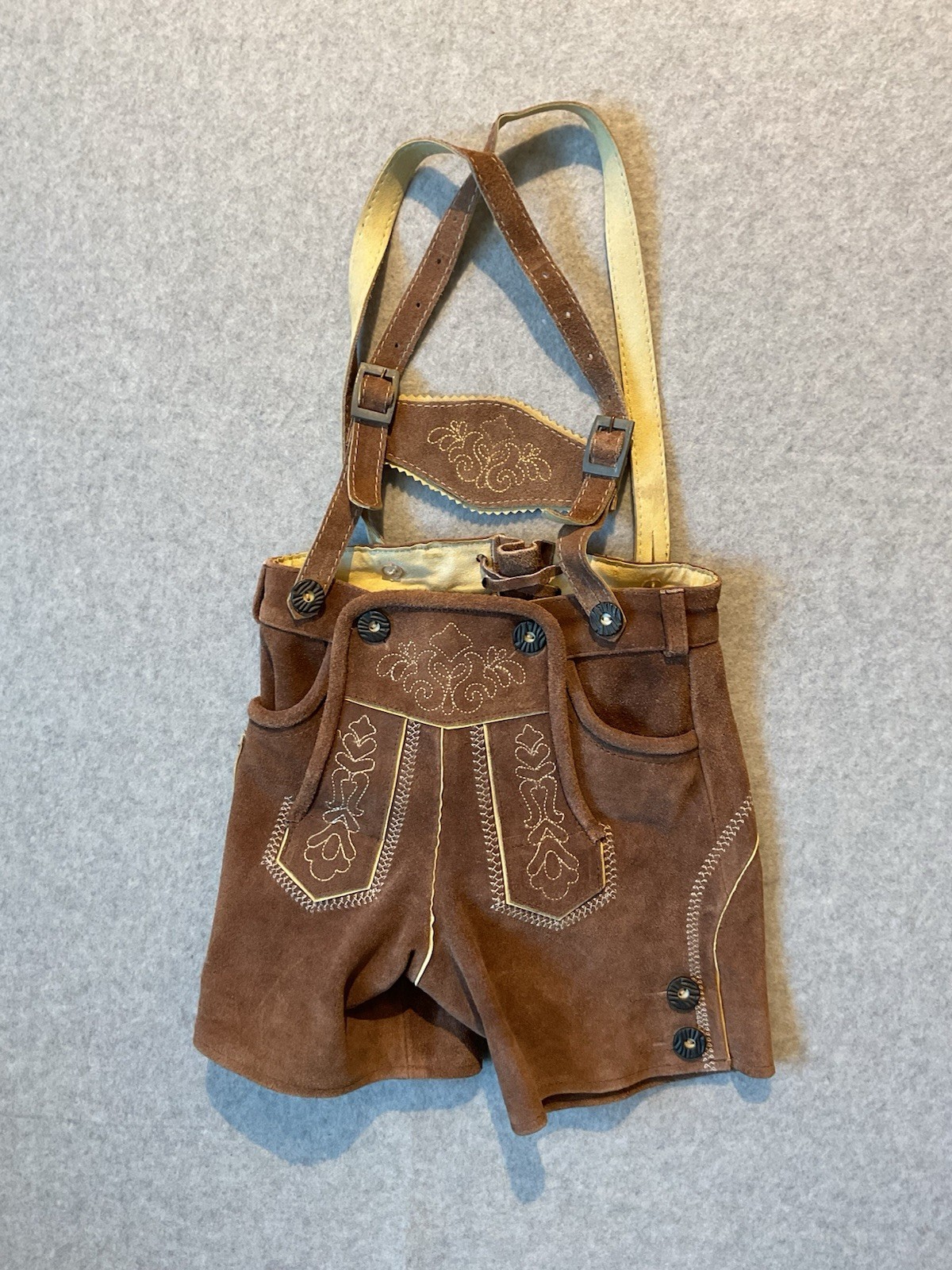 Traditional German Lederhosen Embroidered Suede Leather 92 12 Mo Tan Toddler