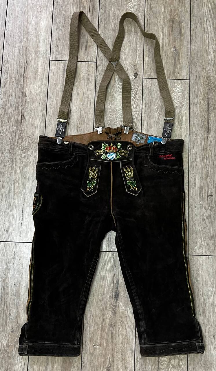 Men Stockerpoint Oktoberfest Munchen Leather Shorts Suspenders Trachten size 60