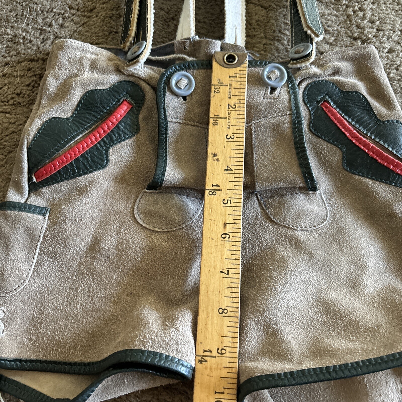 VTG German Lederhosen Child Shorts Suspender authentic Suede Leather Oktoberfest