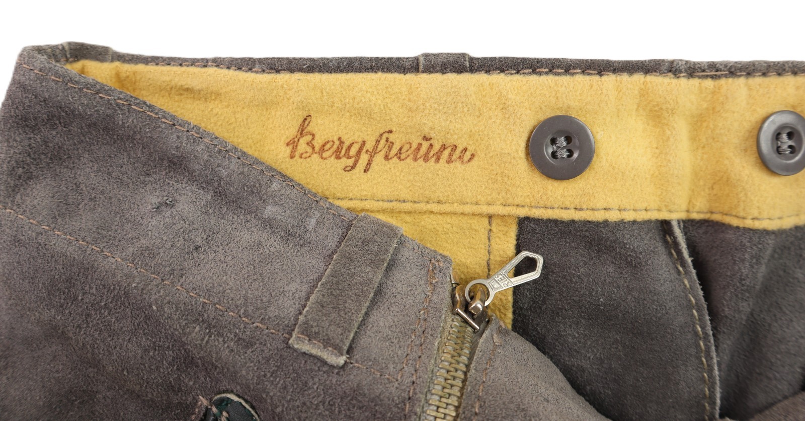 Bergfreund US Men’s 44 US 30 Gray Suede Leather Lederhosen Bavarian Shorts