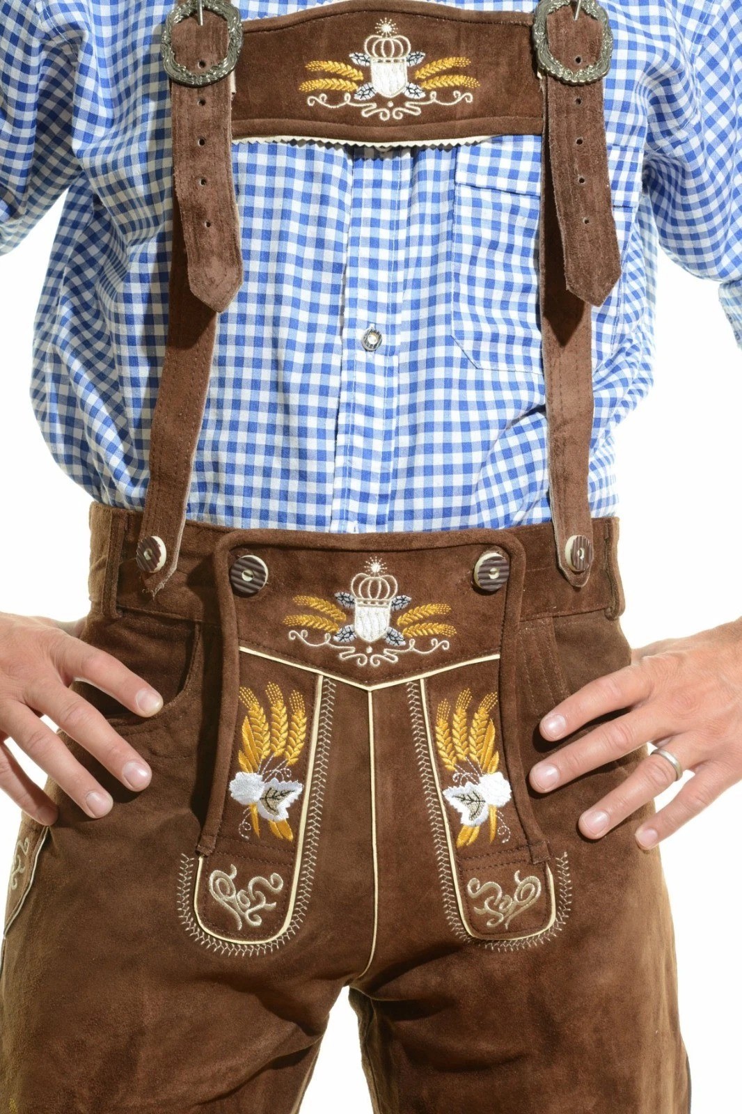 Best Bavarian Oktoberfest Lederhosen Shorts Antique Brown Tracht # OKTOBERFEST