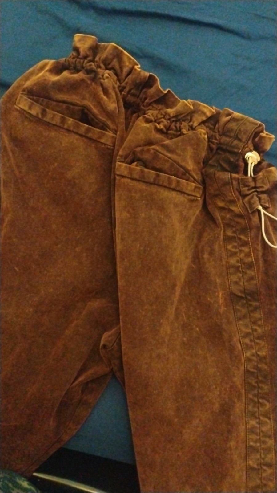 White Sand Brown Velvet Lederhosen Pants Men’s Size 42 Cotton Elastane