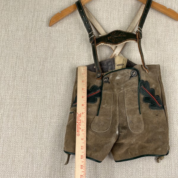 VTG Kids Lederhosen Shorts Suede Leather Shorts Suspenders Oktoberfest Bavarian