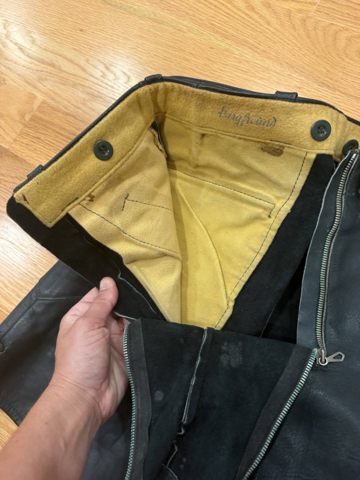 1960s Vtg Auth. Black Leather LEDERHOSEN Shorts German Octoberfest 30” Waist