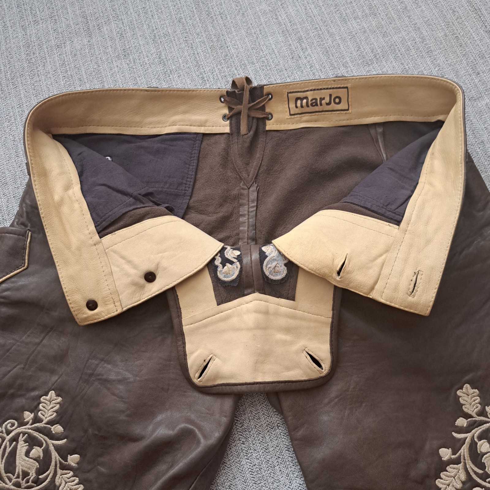 MarJo Lederhosen Men’s L / 52 Genuine Leather Trachten Oktoberfest Embroidered