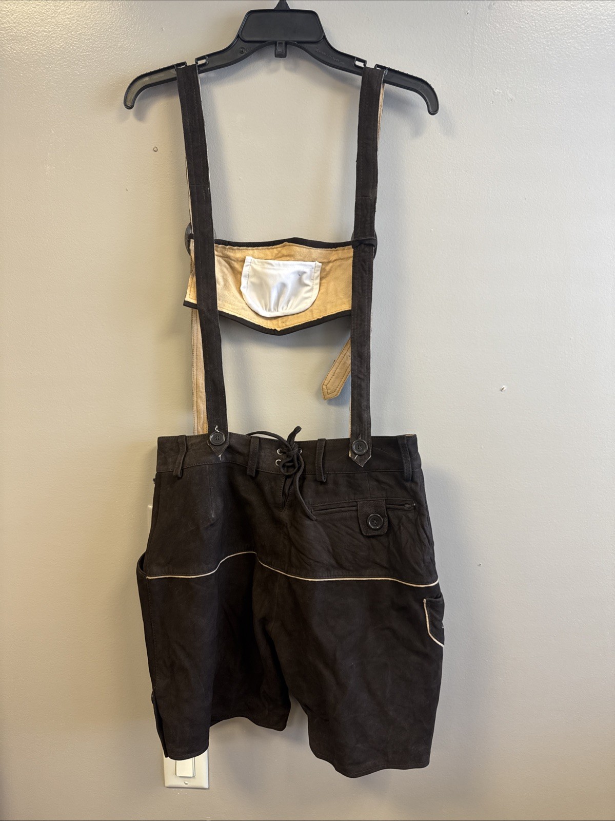 NWT Chubbies Mens Small Lederhosen Brown Suede Lamb Leather German Oktoberfest