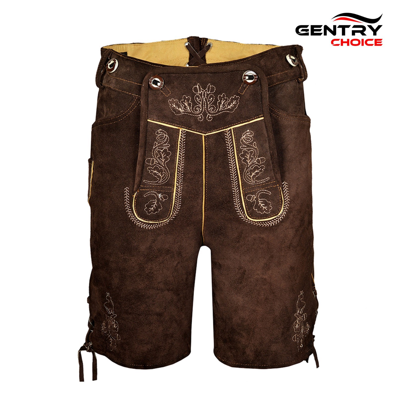 Mens Oktoberfest Costume Suede Lederhosen Set Bavarian Authentic Leather Shorts