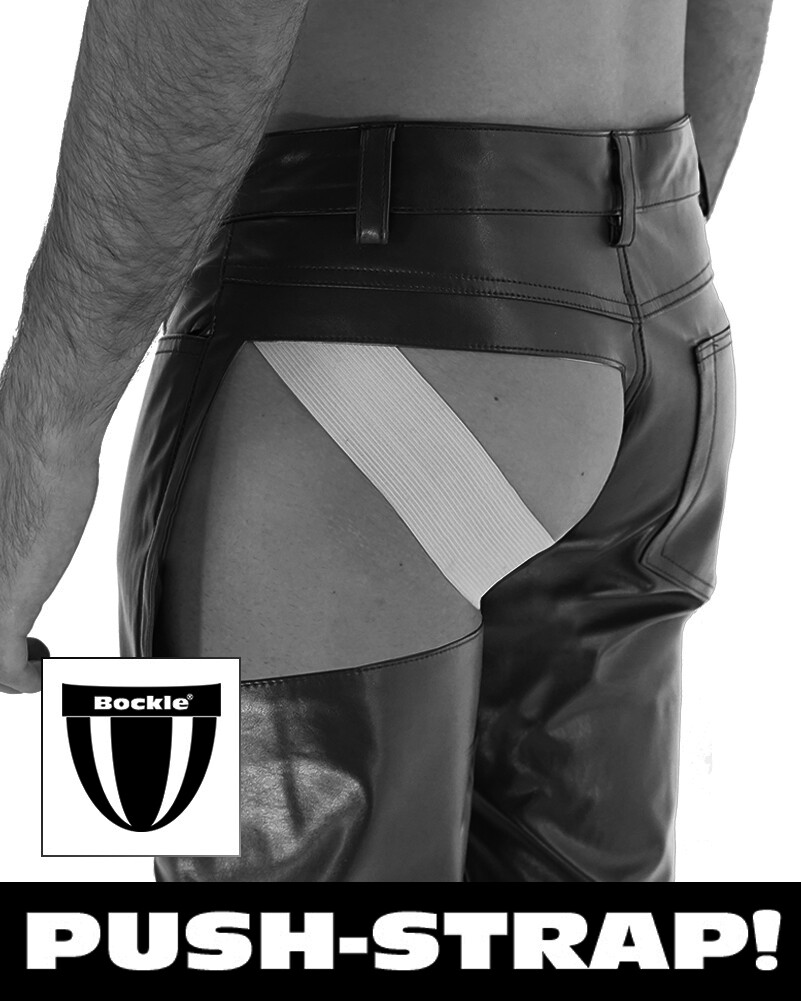 Bockle® PUSH- JOCK STRAP FAUX GAY-ZIP Kunstlederhose mit durchgehendem Zip