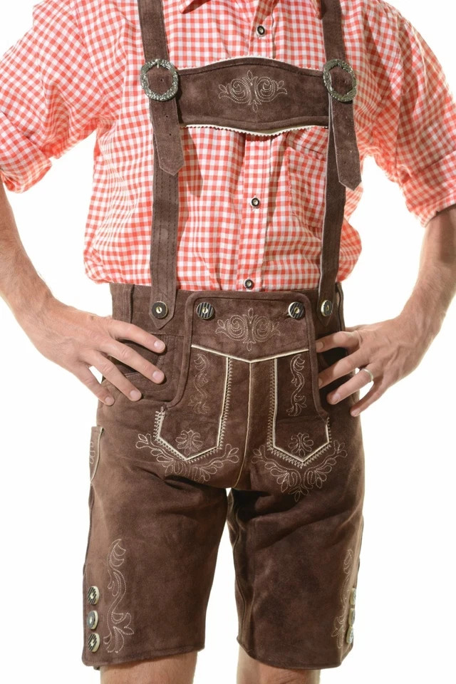 NEW Bavarian Oktoberfest Lederhosen Shorts Antique Brown Tracht #KAISER