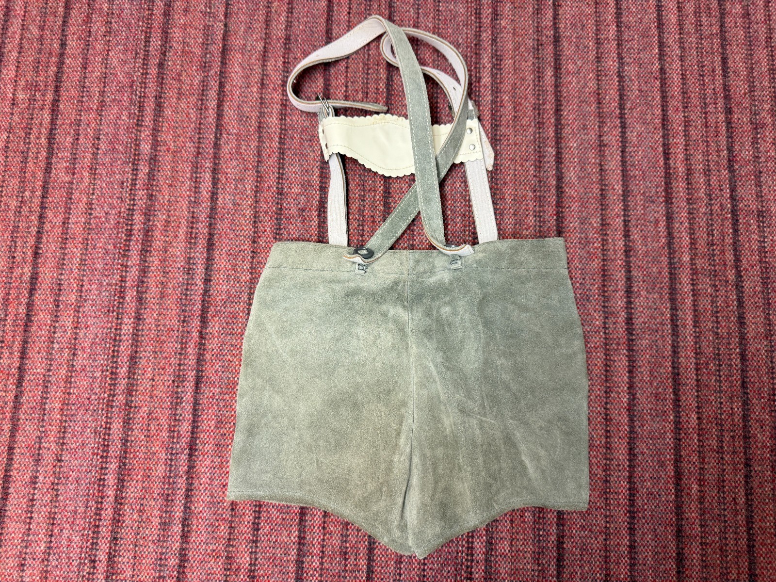 TODDLERS VINTAGE BROWN LEATHER SUEDE GERMAN LEDERHOSEN BIBS