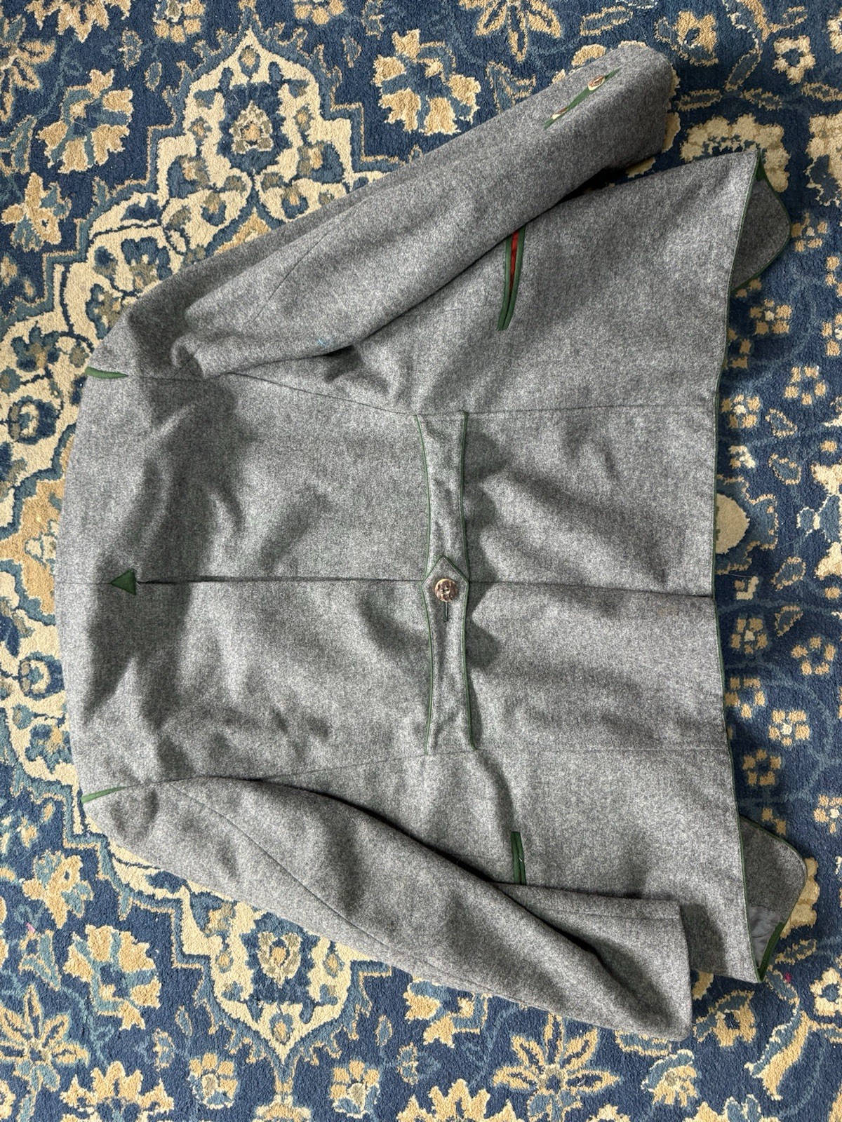 Frey Munchen Men’s German Lodenfabrik Jacket Gray with Green Trim Classic Style