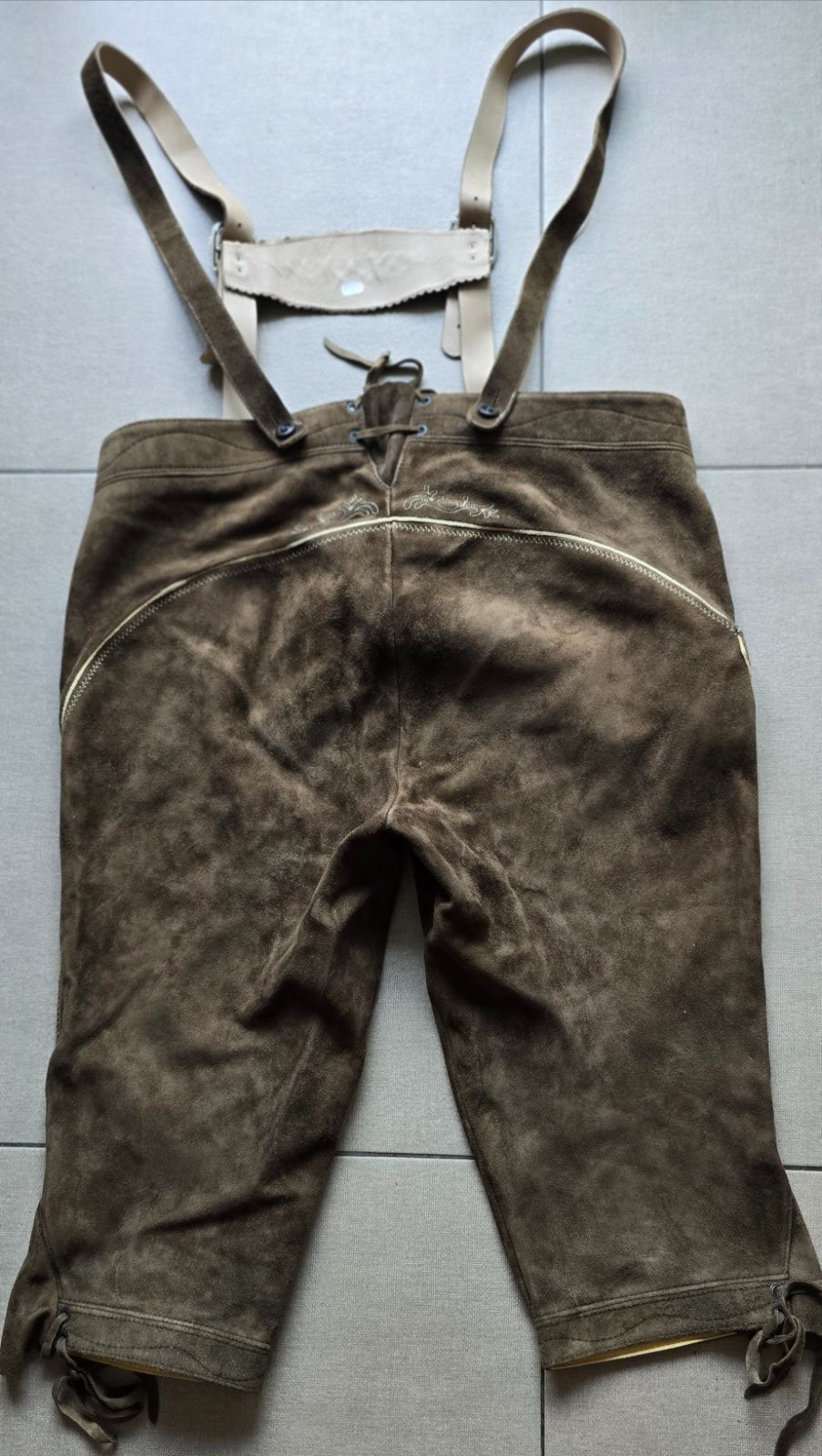 VTG Karl Klüber Trachten Lederhosen Leather Pants Men Oktoberfest Suspenders-2XL