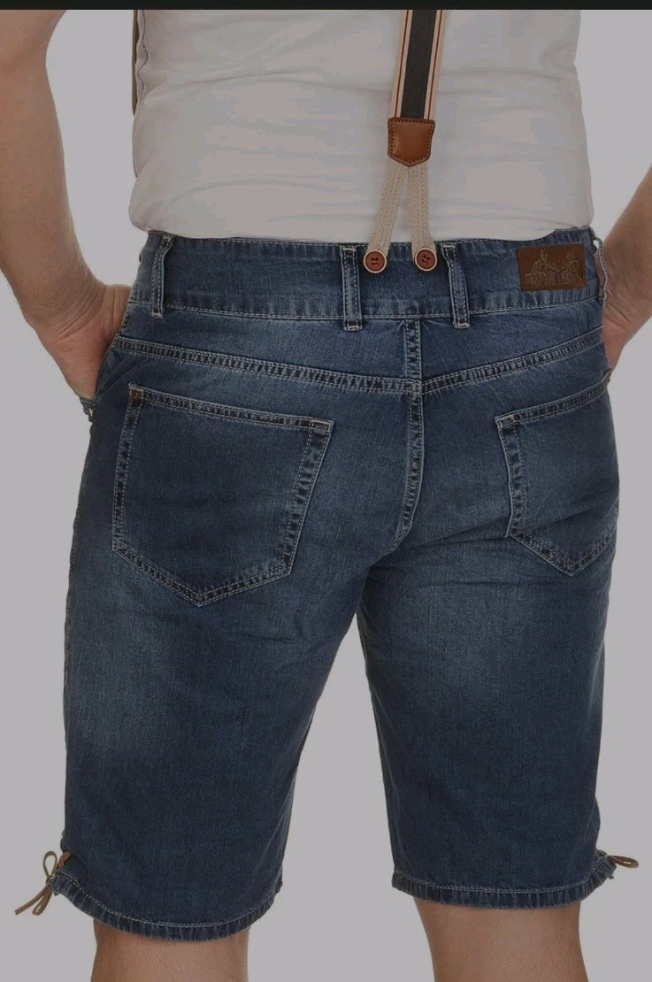 Nwt German Trachten Modern Denim Lederhosen 34″ Waist w/Suspenders Oktoberfest