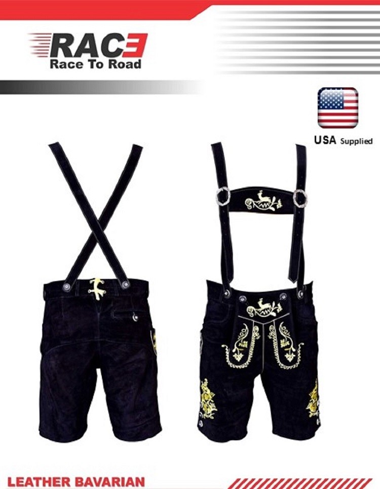 Oktoberfest Lederhosen Bavarian Men German Cowhide Real Leather Matching Shorts