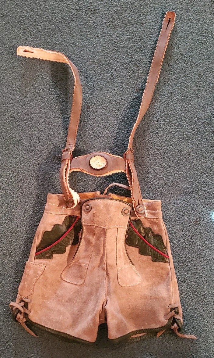 Vintage Boys Lederhosen Bavarian Short All Suede Oktoberfest Authentic Leather