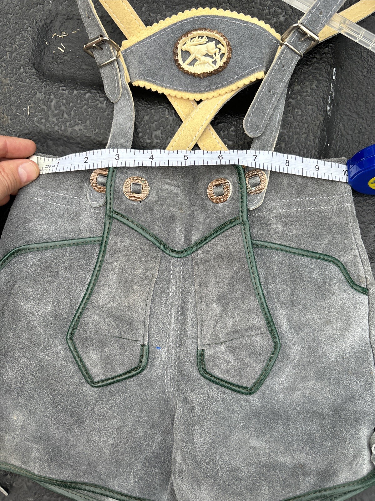 Vintage German Oktoberfest LEDERHOSEN Child Size 60 Cm Shorts Suspenders Leather