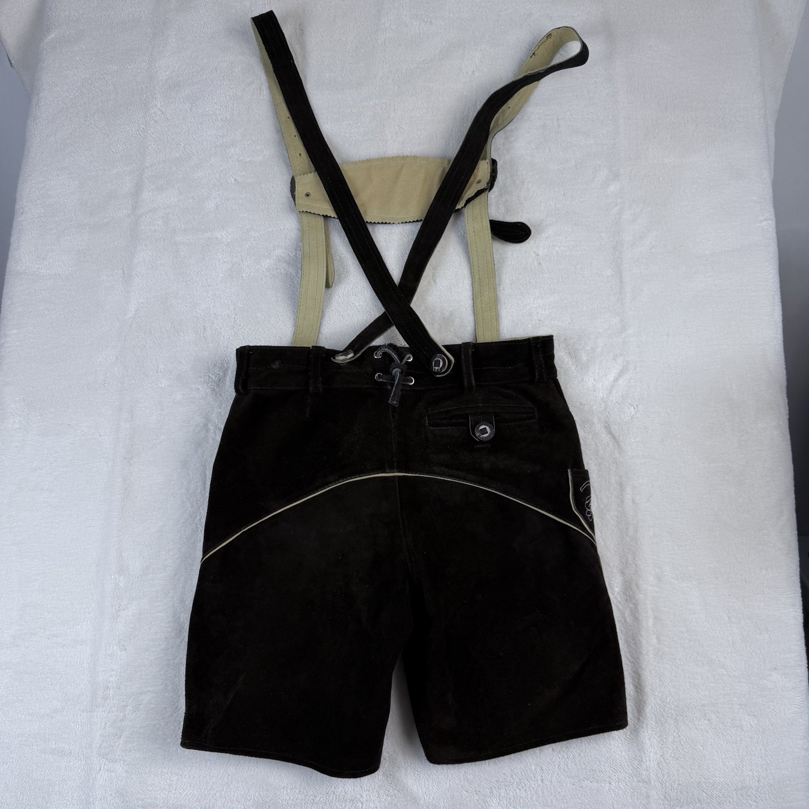 Leather Lederhosen Brown Oktoberfest Shorts Men German Bavarian Pants 46