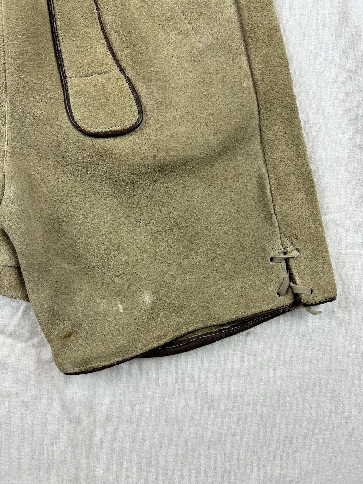 Vintage Lederhosen Suede Leather German Bavarian Genuine Youth Measure In Pics