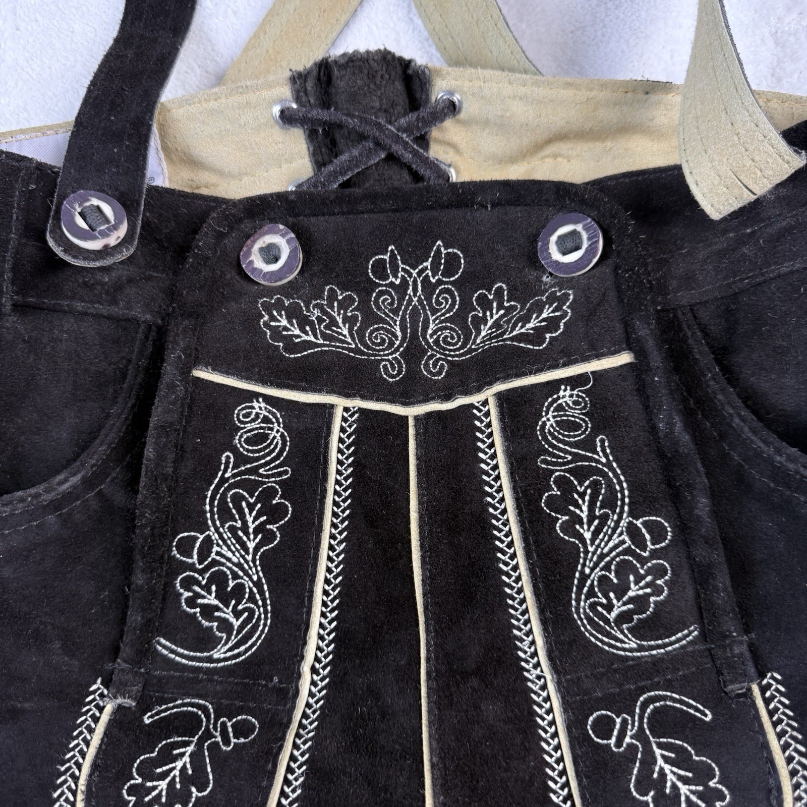Leather Lederhosen Brown Oktoberfest Shorts Men German Bavarian Pants 46