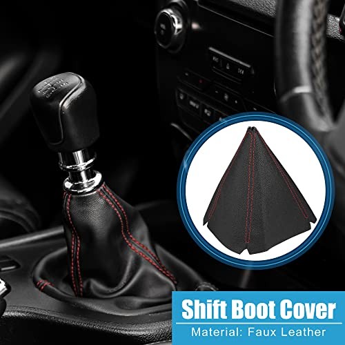 Universal Shift Boot Cover Car Shift Knob Boot Dust Cover Seams Faux Red