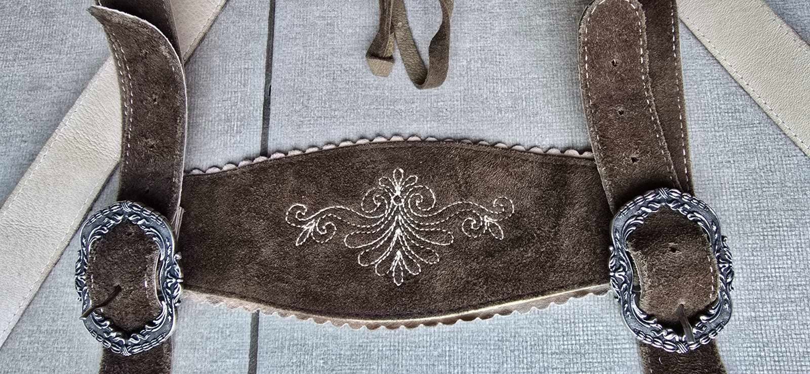 VTG Karl Klüber Trachten Lederhosen Leather Pants Men Oktoberfest Suspenders-2XL