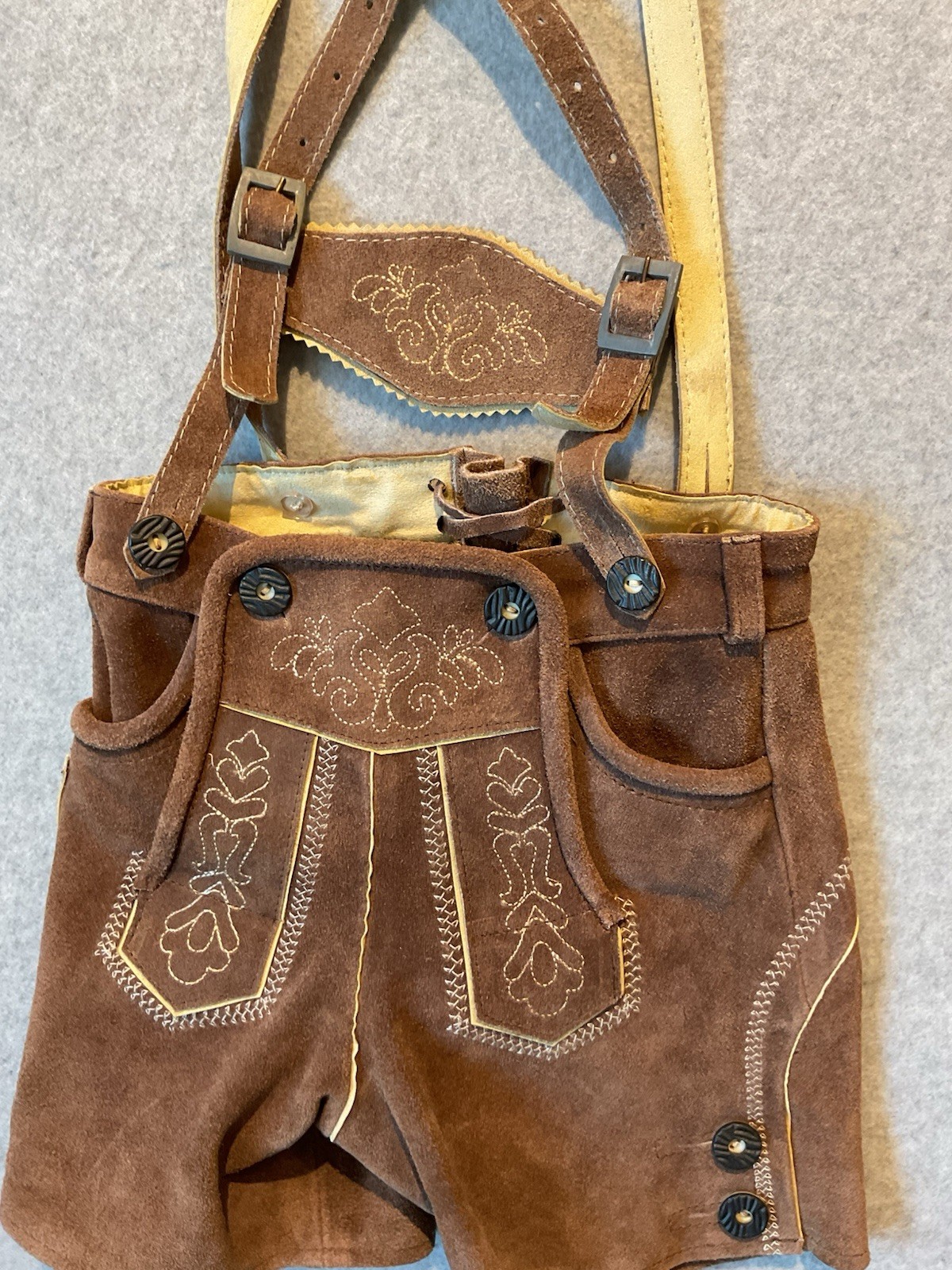 Traditional German Lederhosen Embroidered Suede Leather 92 12 Mo Tan Toddler