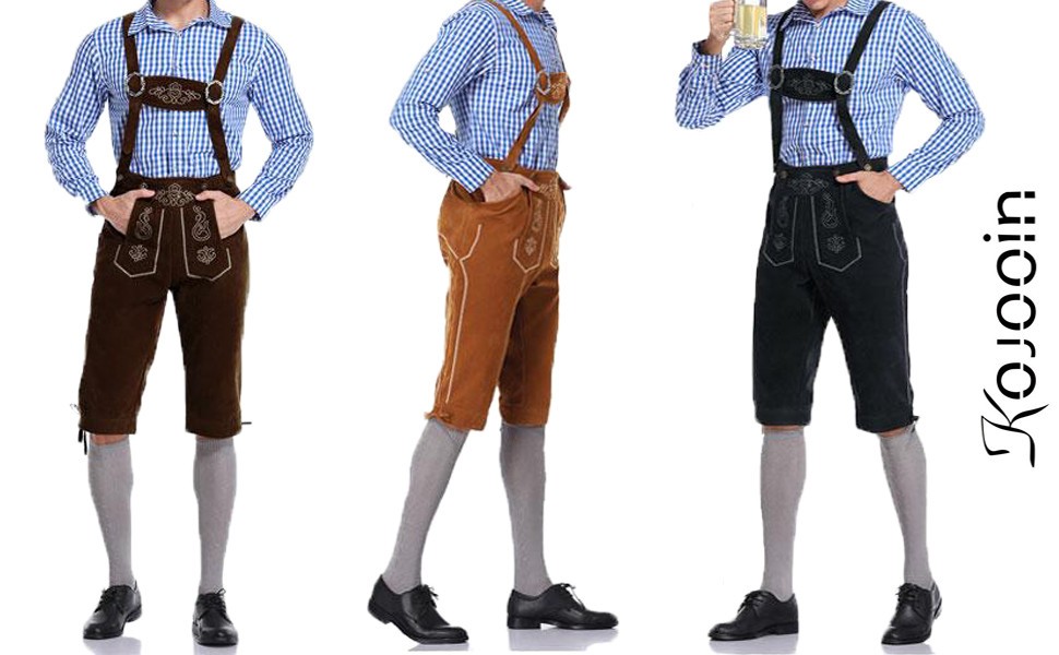 Lederhosen Men Oktoberfest – Brown – WAIST SIZE ~38″ – KOJOOIN Quality Brand