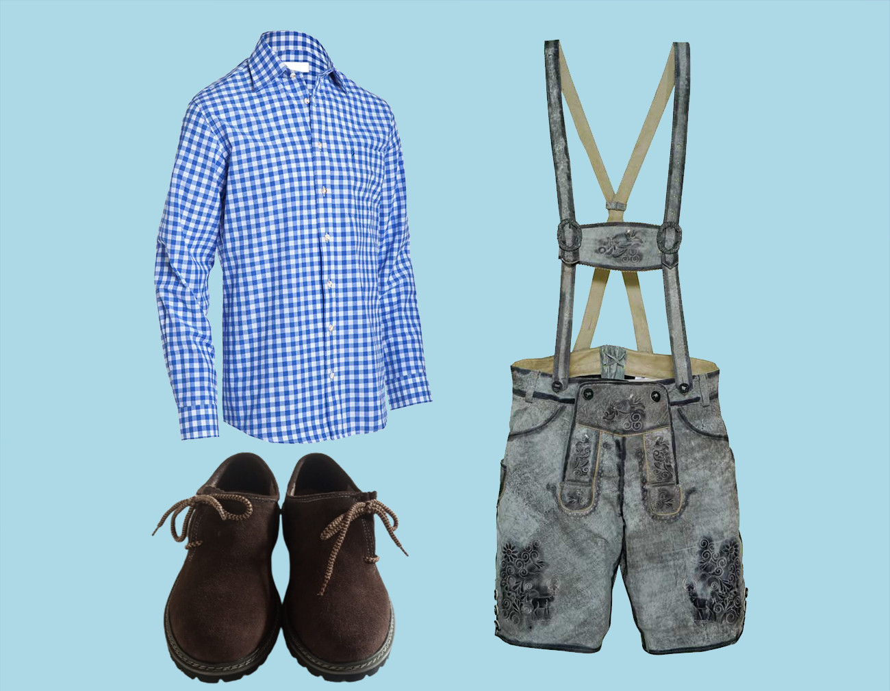 Men’s Lederhosen, Men’s Oktoberfest Lederhosen Dress, Lederhosen Goakskin shorts