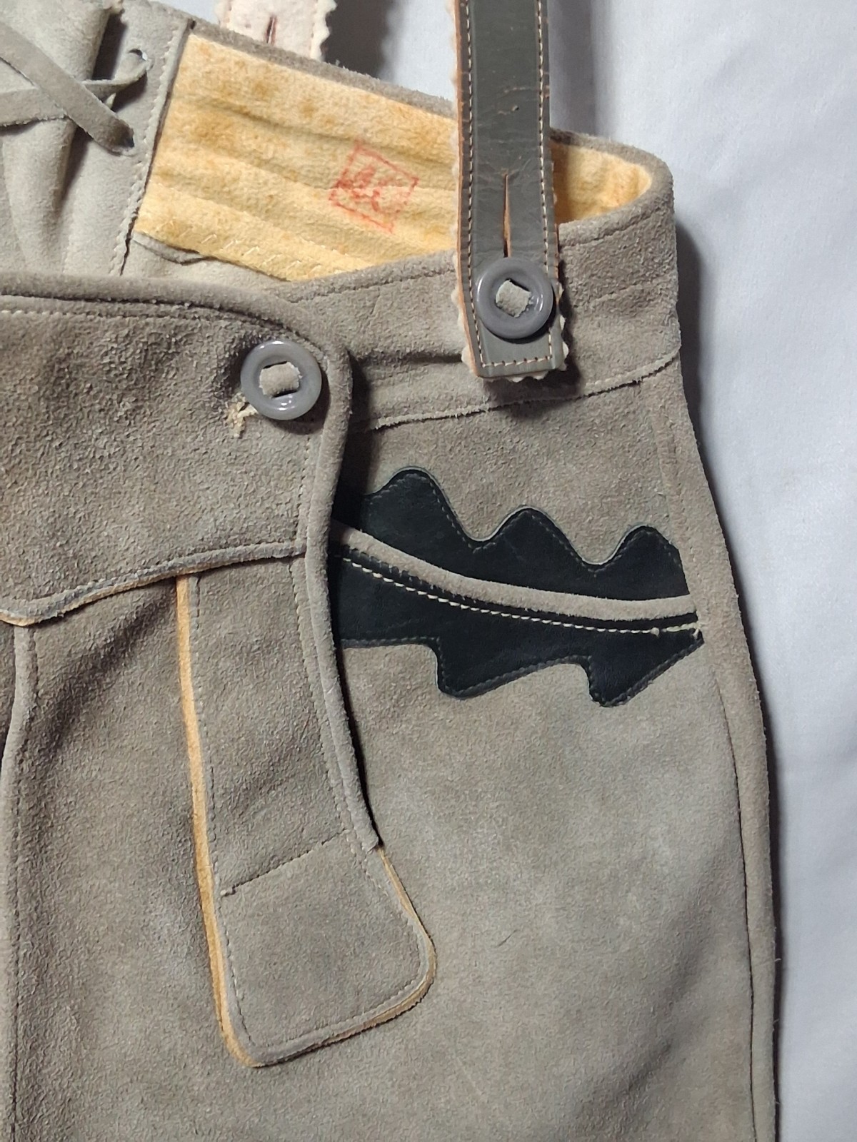 Vintage Haelson Suede Leather Lederhosen Shorts, EU 40 Waist Suspenders & Hat