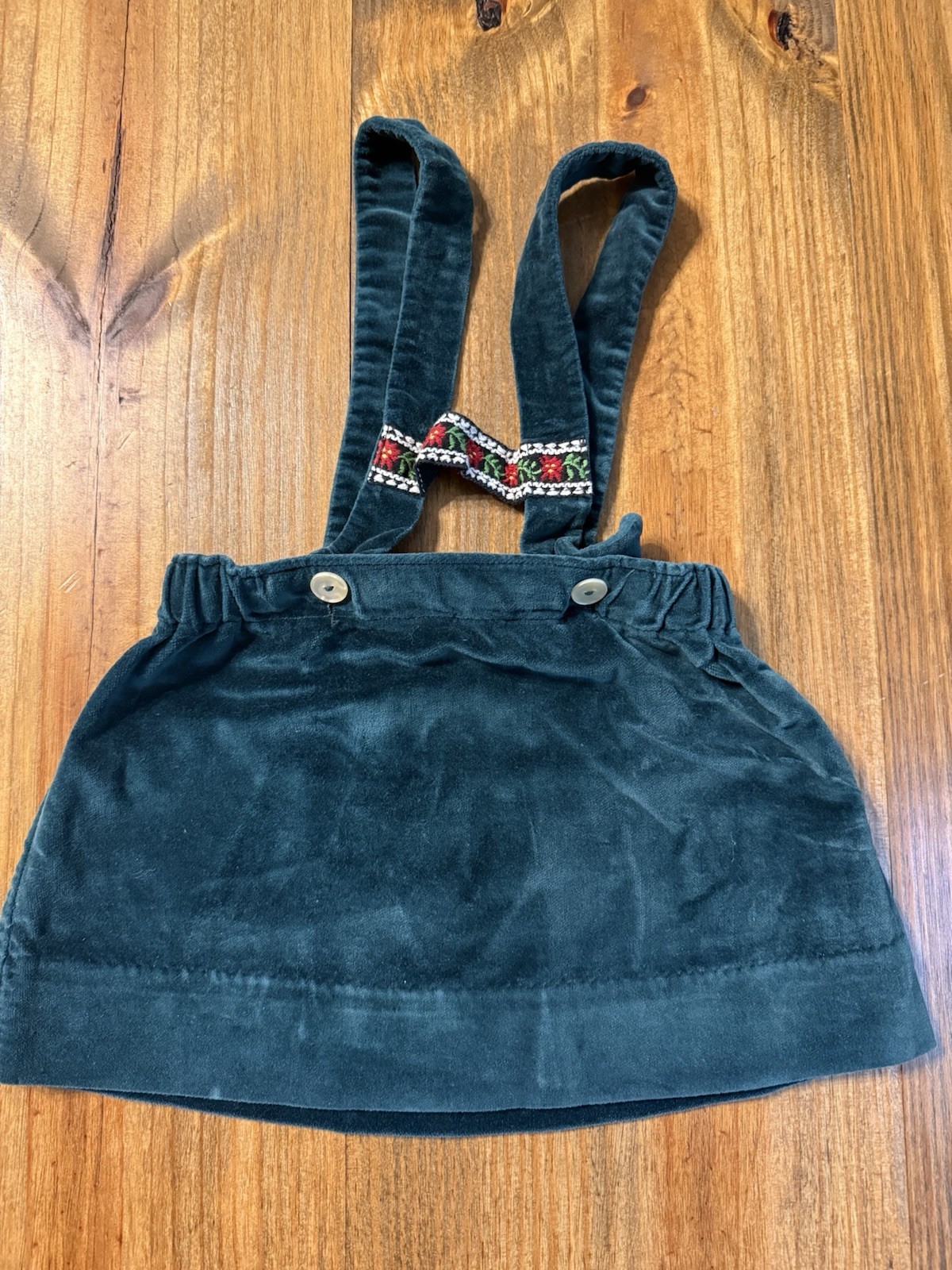 Vintage IMP Originals Lederhosen German Skirt Suspenders Velvet Youth 4T Green