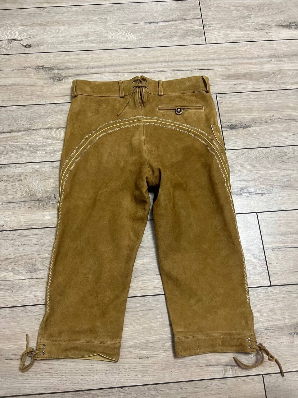 Men Der Wildschutz Leather Trachten Loden 3/4 pants Oktoberfest National 33×18