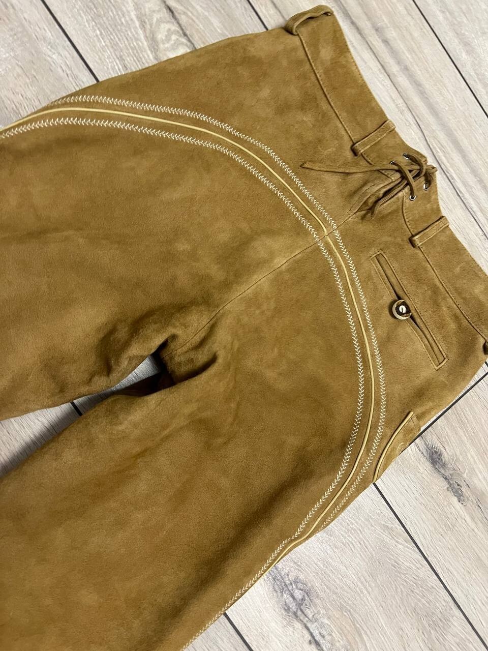 Men Der Wildschutz Leather Trachten Loden 3/4 pants Oktoberfest National 33×18