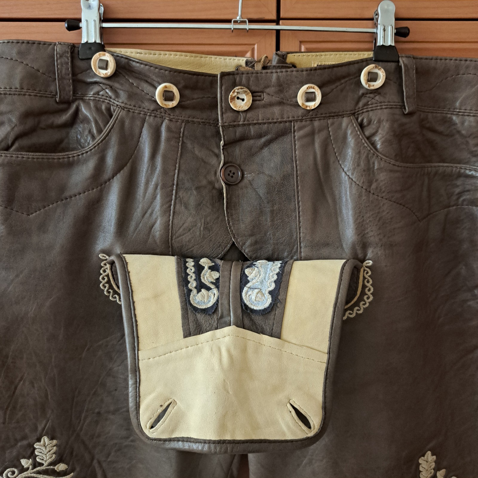 MarJo Lederhosen Men’s L / 52 Genuine Leather Trachten Oktoberfest Embroidered