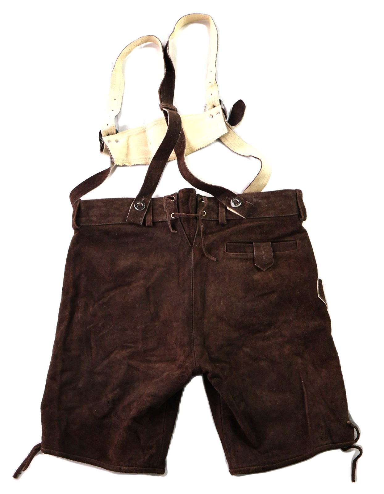 Men’s 50 US 38 Brown Suede Leather Lederhosen Bavarian Embroidered Shorts Pants