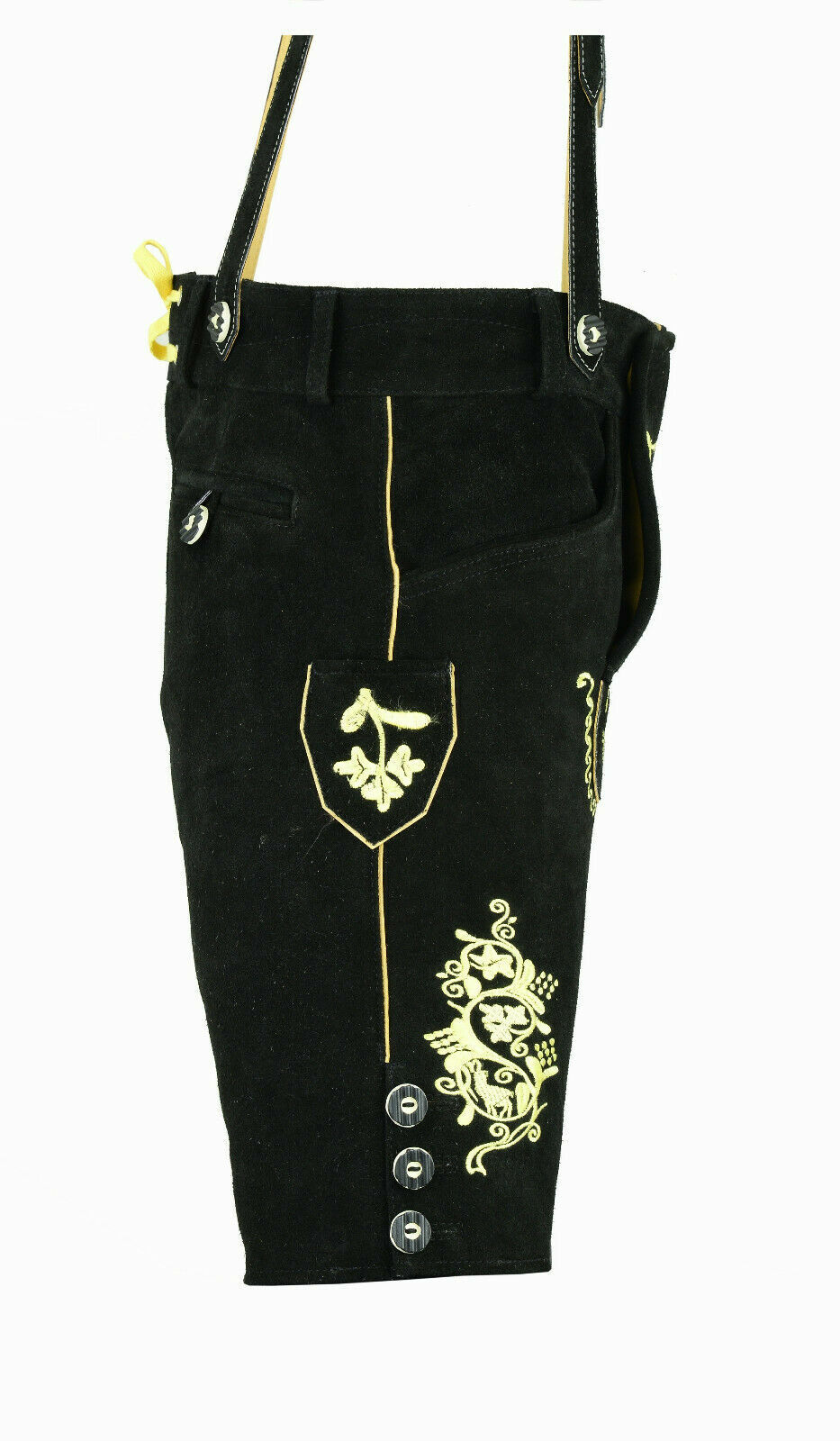 Herren Trachtenlederhose Trachten Lederhose Kurz Hellbraun Blau Schwarz LEFAM