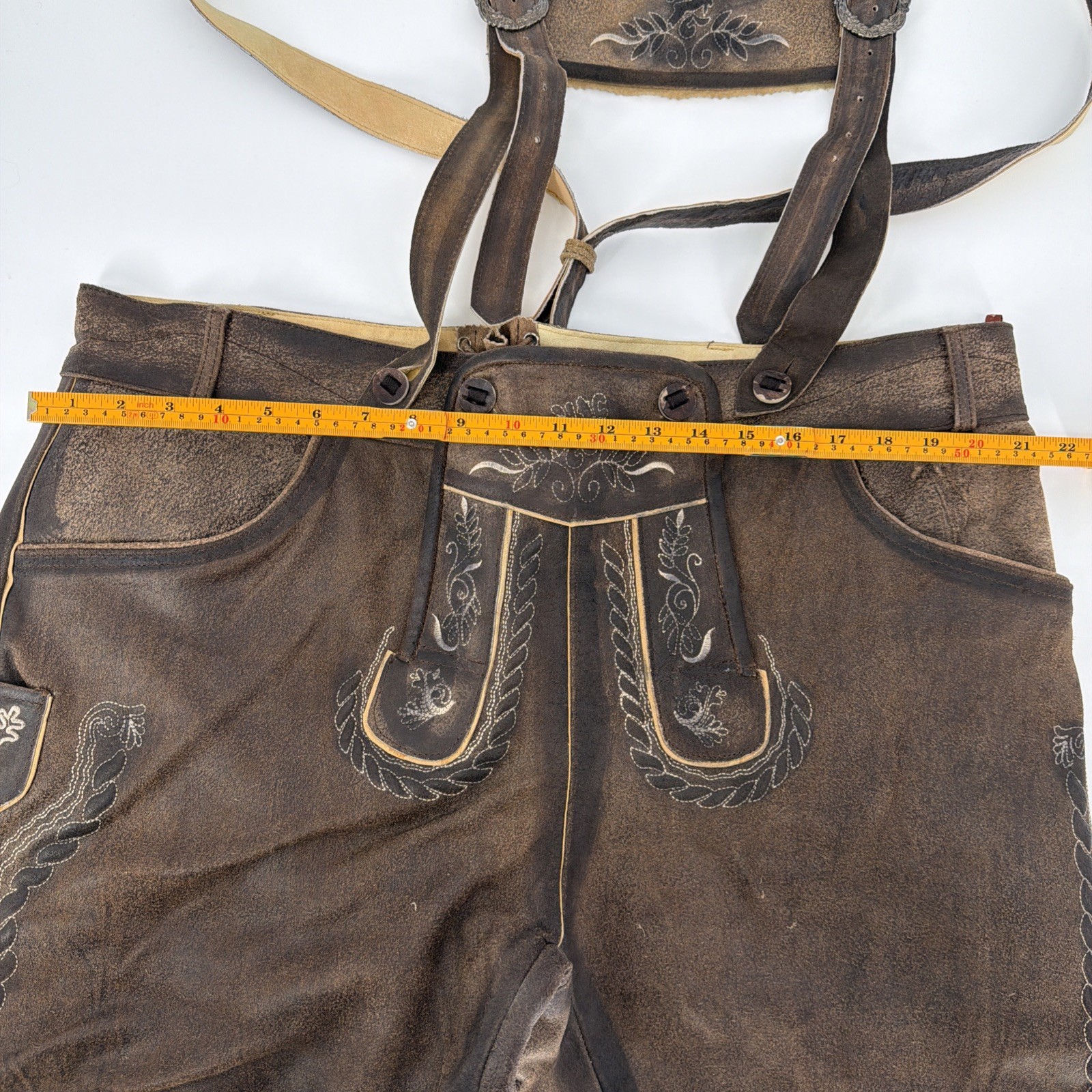 Mens Genuine Leather Lederhosen Suspenders German Oktoberfest Bavarian Size 60